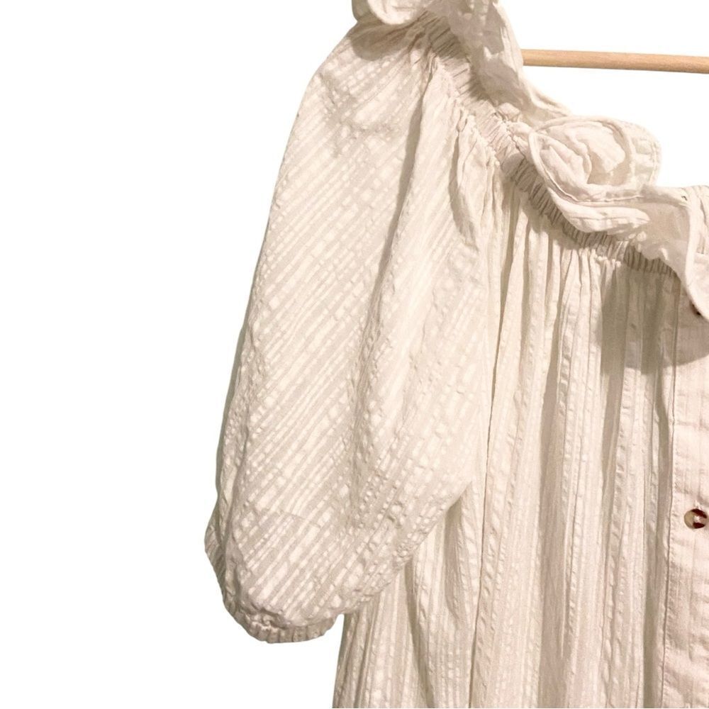 Anthropologie Ruffle Off-The-Shoulder Gauze Dress in White Size Medium - Picture 10 of 14